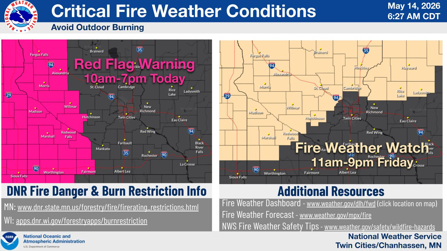 Critical Fire Weather conditions for today (Thursday) and tomorrow ...