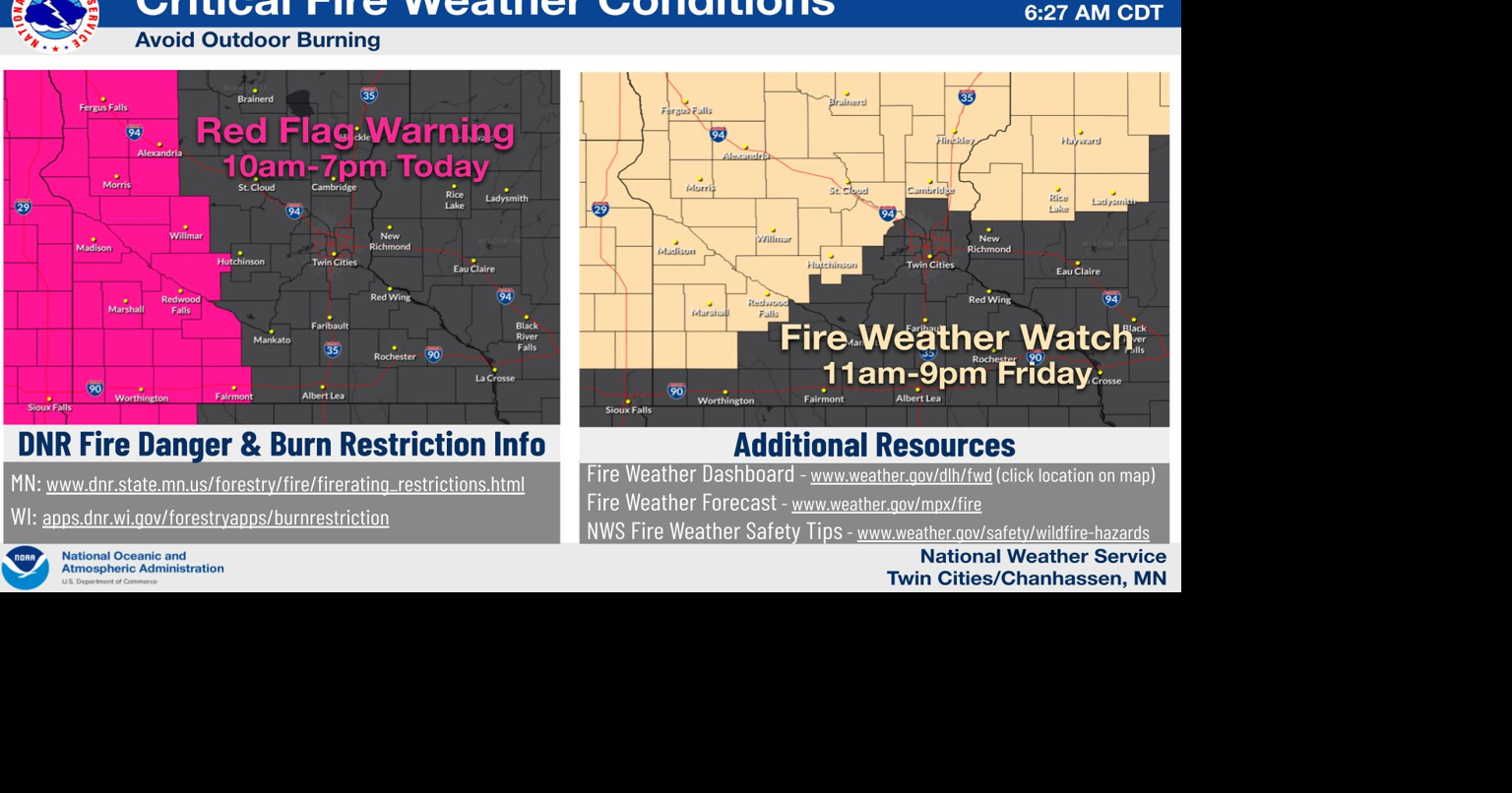 Critical Fire Weather conditions for today (Thursday) and tomorrow ...