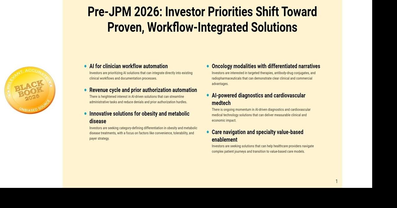 Pre-JPM Investor Pulse Signals 2026 Capital Rotation Toward "AI That Ships," Admin Cost Takeout, and Differentiated Metabolic Assets With Special-Situations Capital Back in Scope
