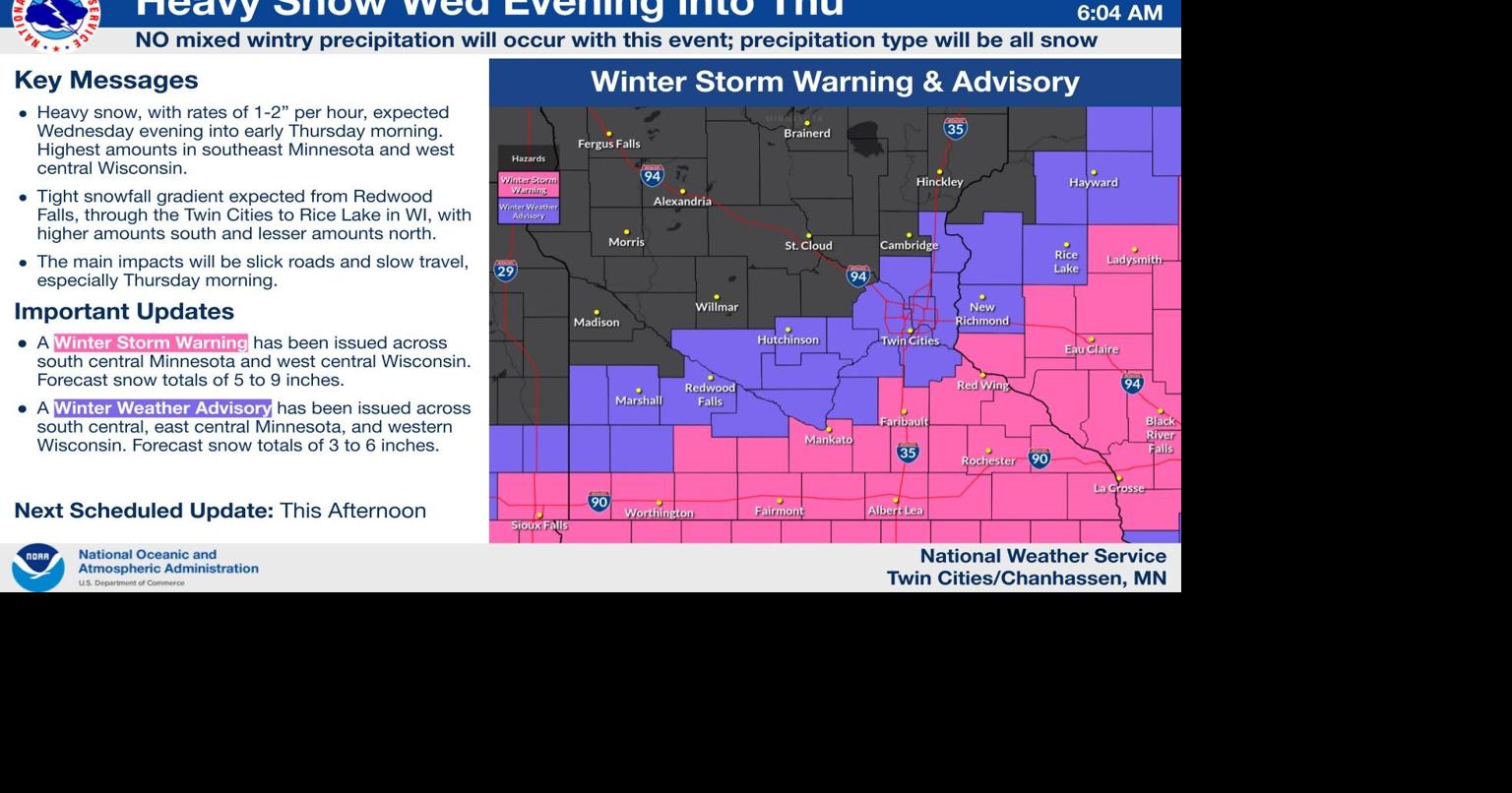 Winter storm to bring heavy snow across southern Minnesota, little here