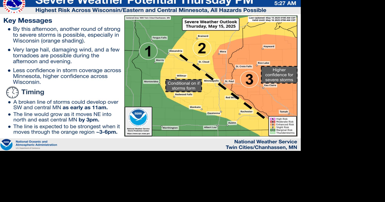 Strong to severe storms possible across the region today (Thursday ...