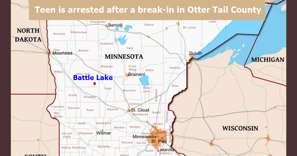 Teen is arrested in connection to a break-in in Otter Tail County