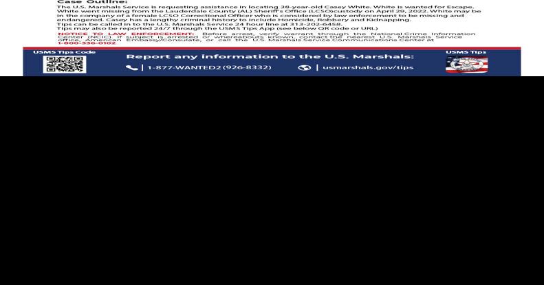 U S Marshals Wanted Poster Casey Cole White Waaytv Com