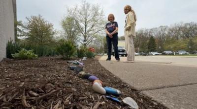 Community 'rock train' grows in hospital yard to help comfort patient with special needs