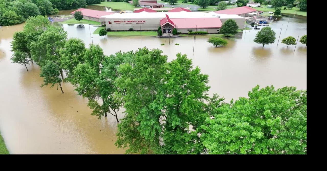 Drone footage of Mayfield Elementary flooding in Kentucky Video