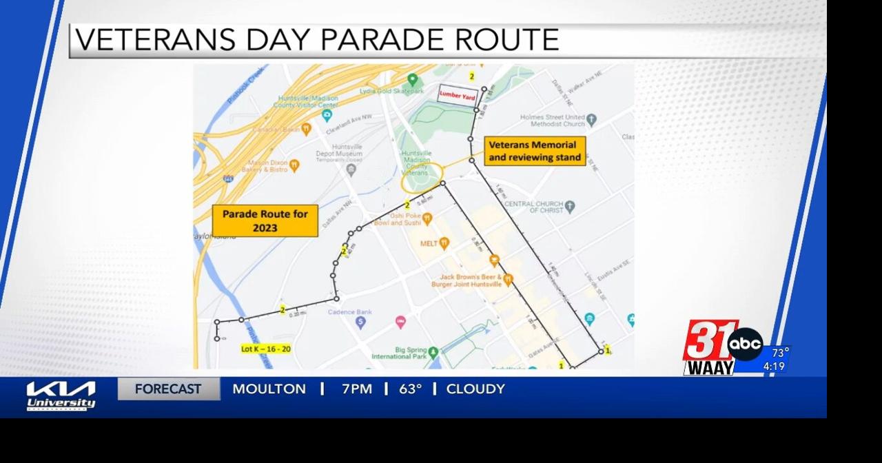 2023 Huntsville Veterans Day Parade route Video