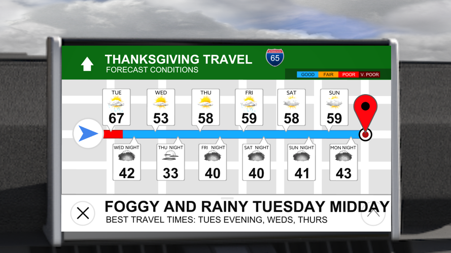 Rain clears this afternoon, cooler temperatures return for Thanksgiving