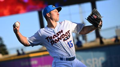 August 10, 2022: Rocket City Trash Pandas pitcher Brett Kerry (15