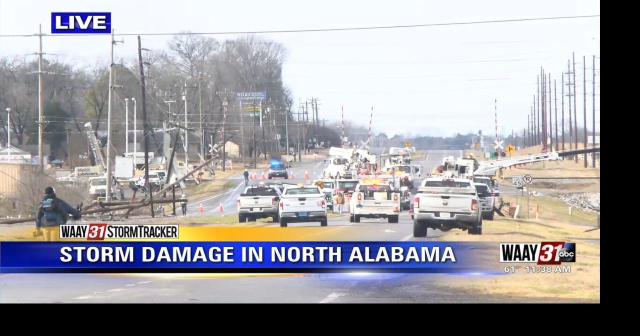 Downed power lines block roads in Decatur Video