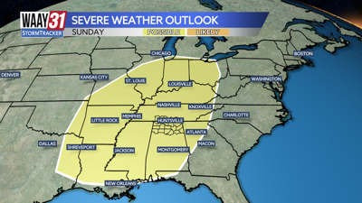 Sunday's severe weather outlook