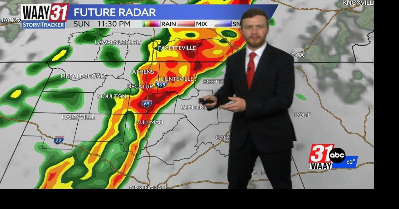 Line of severe storms moves across north Alabama Sunday night