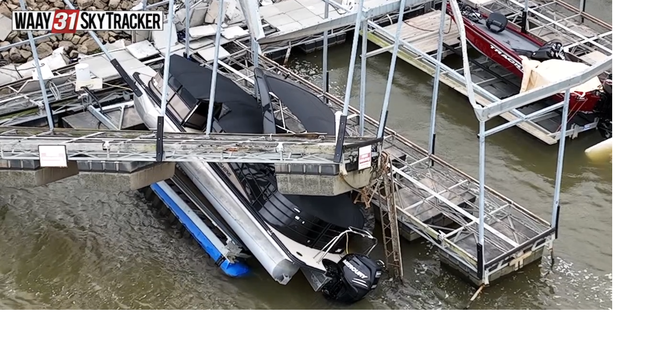 Drone footage of tornado damage at Decatur marina Video