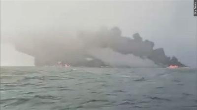 Fuel tanker and cargo ship collide