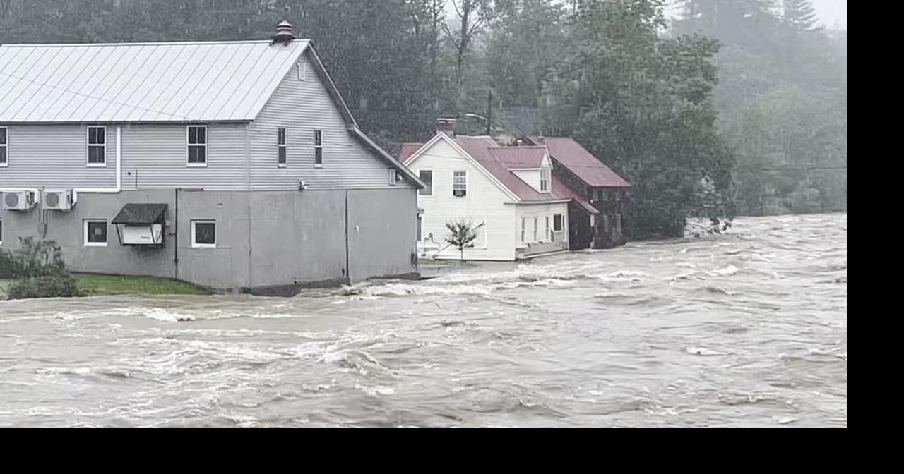 West River flooding in South Londonderry, Vermont Video
