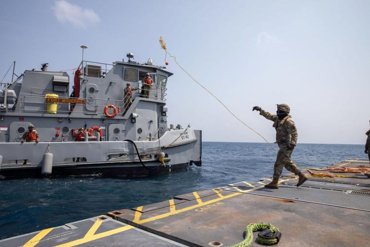 US-built floating pier that will allow delivery of humanitarian aid has been anchored in Gaza