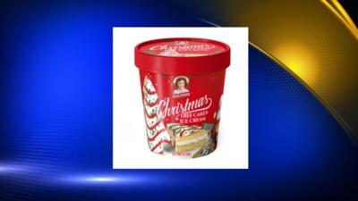 Little Debbie churning Christmas Tree Cakes into ice cream for the holidays