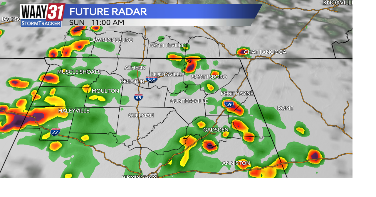 Scattered storms return on Sunday