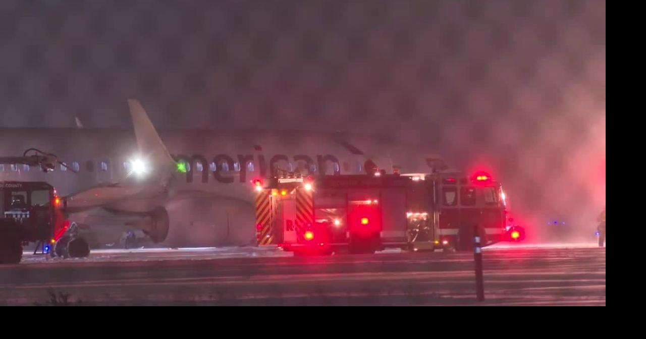 American Airlines plane partially veers off runway in Rochester, New York
