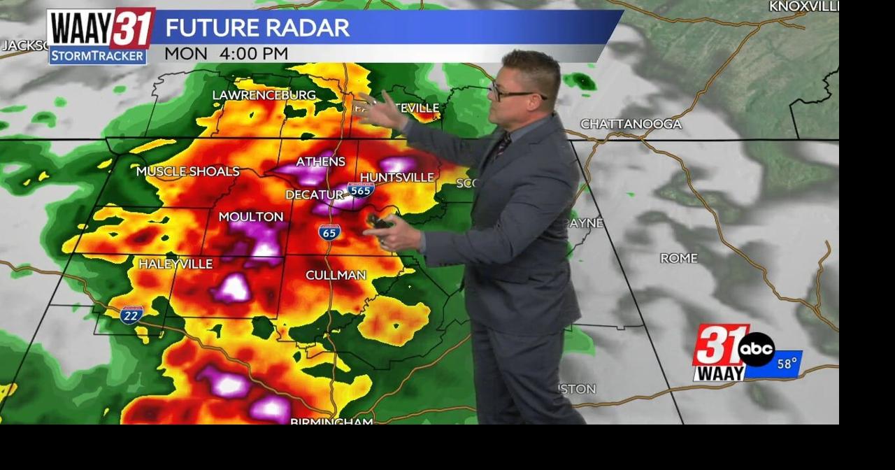 Next wave of storms moves into north Alabama on Monday
