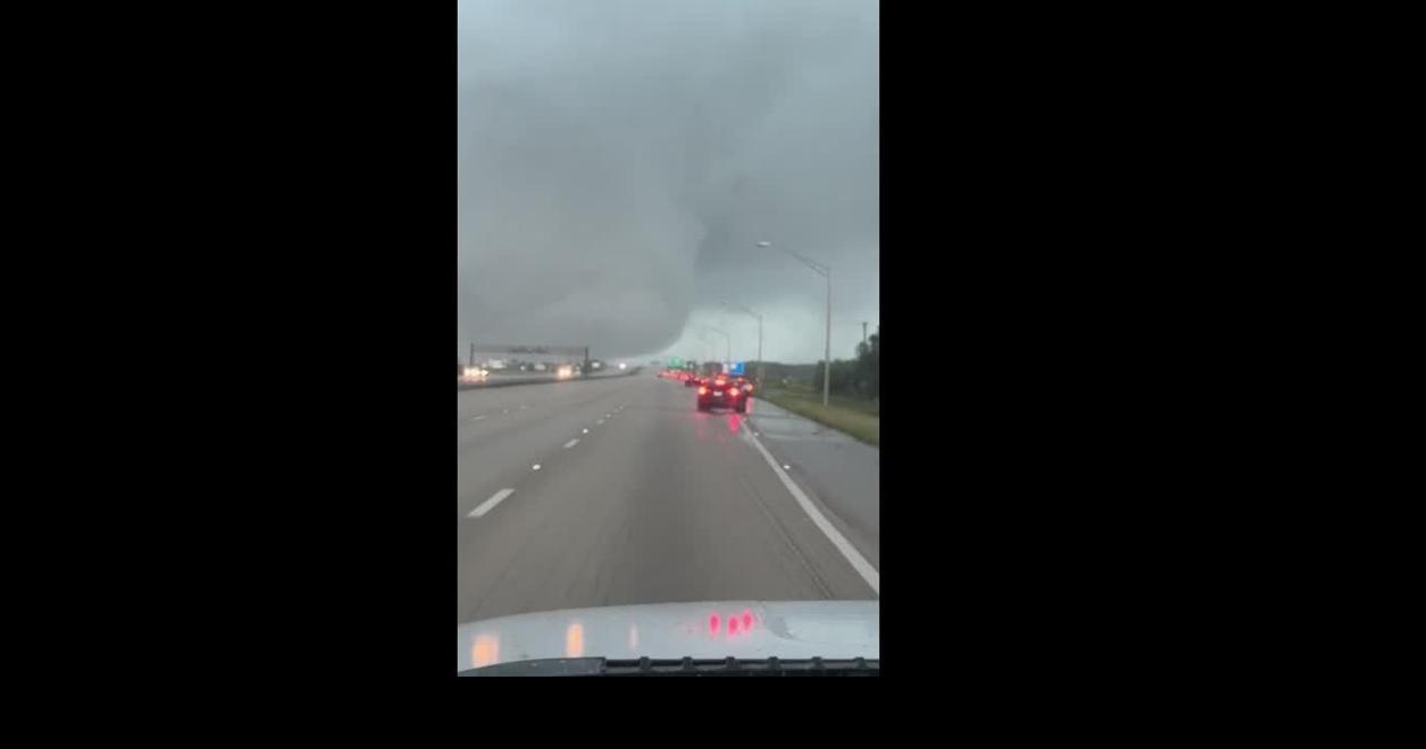 RAW Tornado passes over I95 in Fort Pierce, Florida, as Hurricane