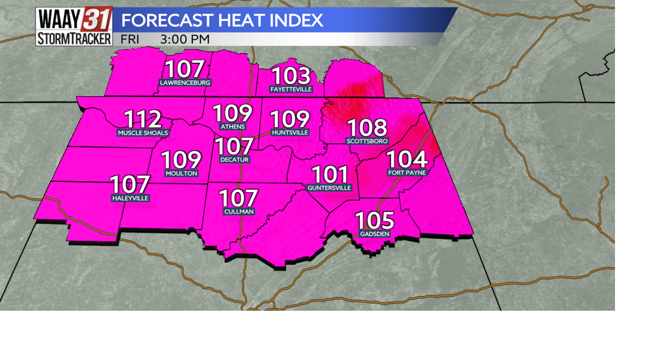31 Alert Day Highs near 100, heat index values over 110 possible Friday News