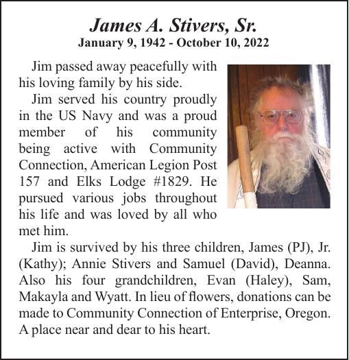 Obituary: James A. Stivers, Sr., January 9, 1942 - October 10, 2022