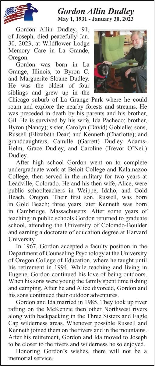 Obituary: Gordon Allin Dudley, May 1, 1931 - January 30, 2023