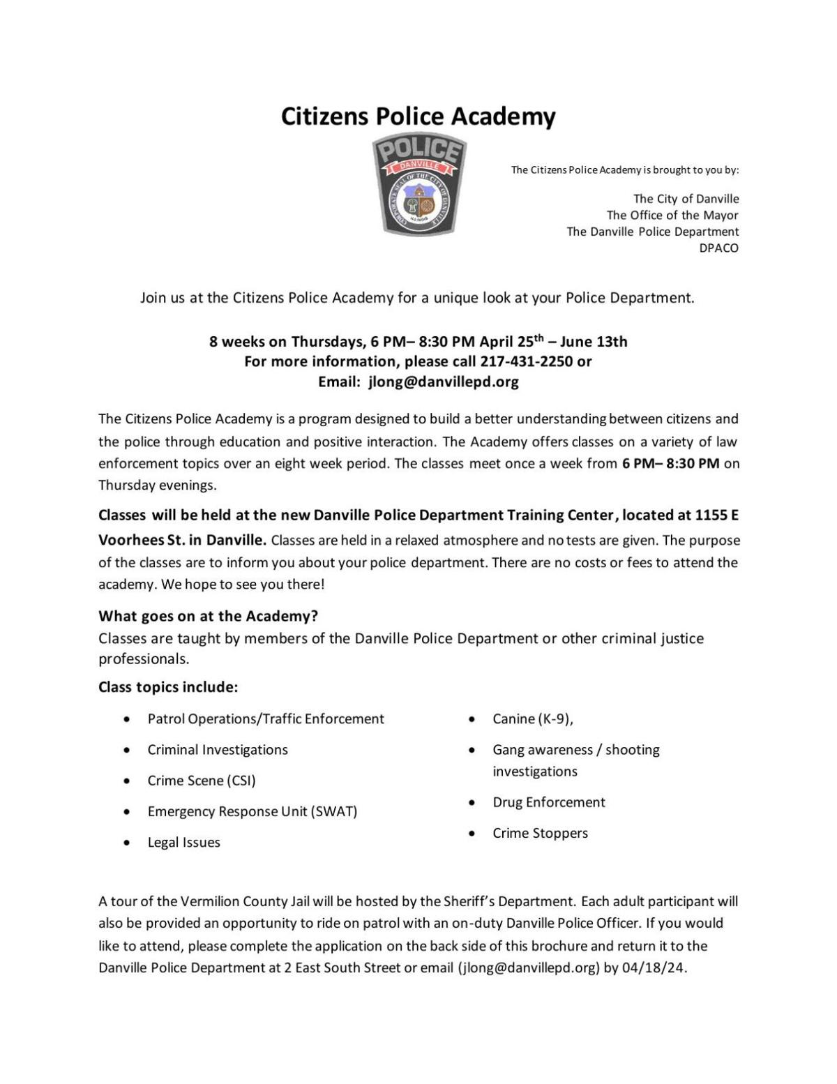 Citizens Police Academy offers Danville residents a chance to learn