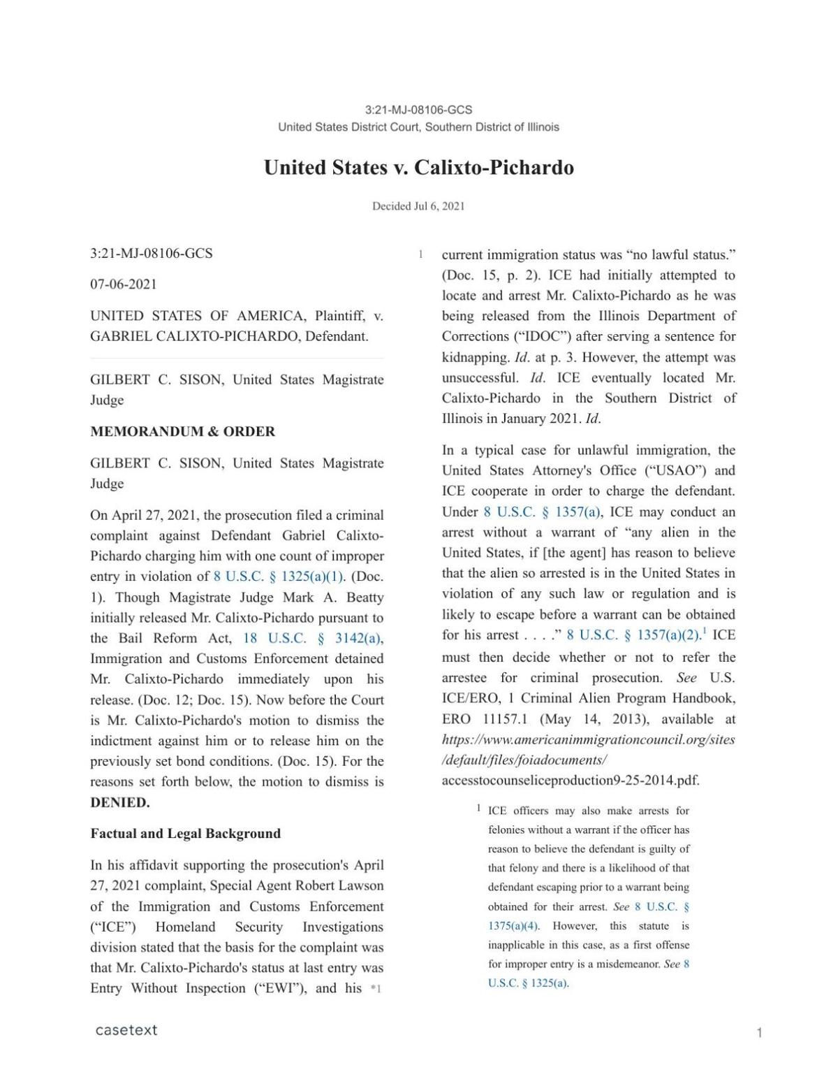United States v. Calixto-Pichardo