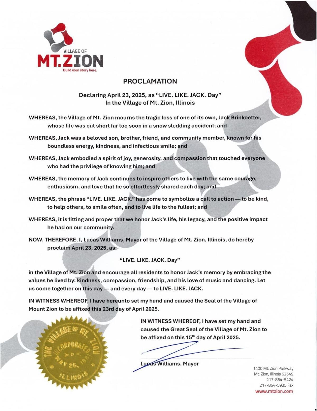 Mt. Zion Proclamation Jack Brinkoetter