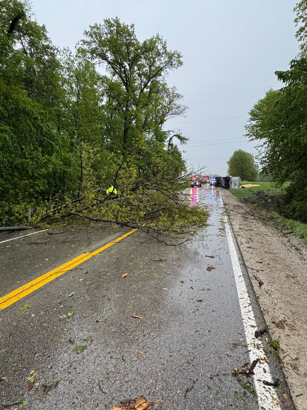 Grain truck tipped over in Christian County
