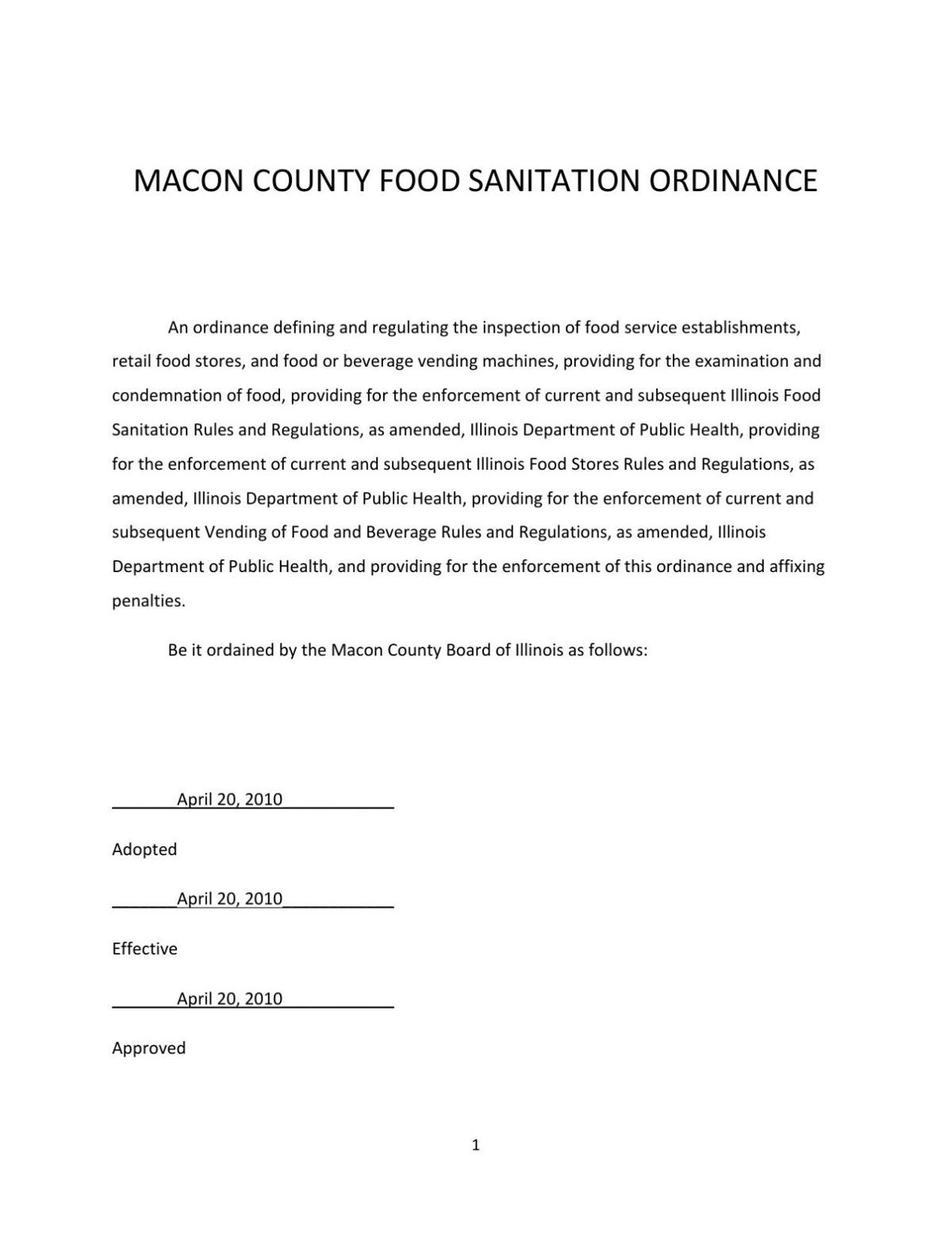 Macon County Food Sanitation Ordinance Wandtvcom - 