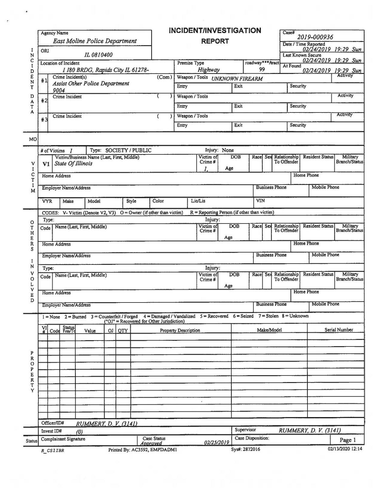 East Moline Police Report 2/24/19