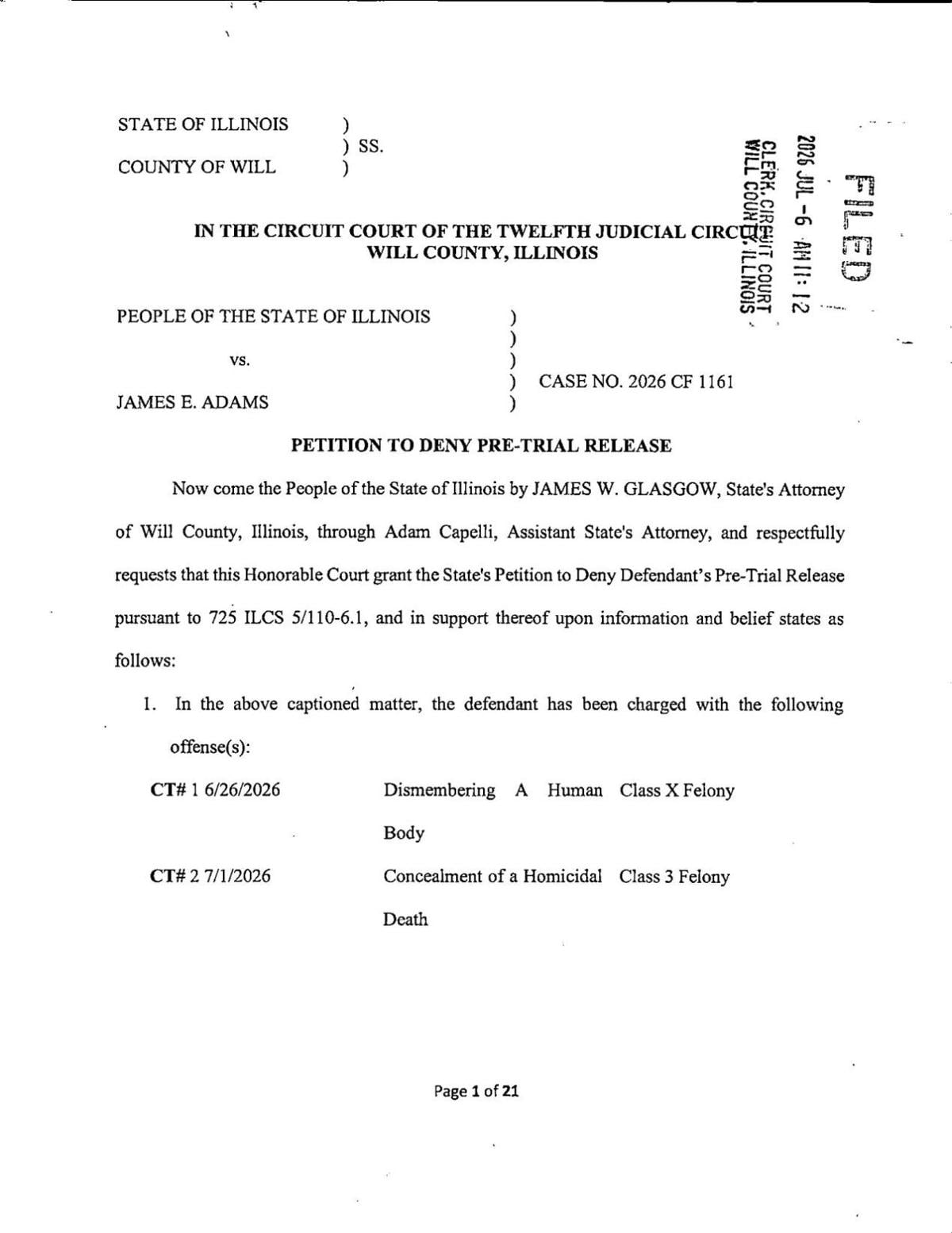 James Adams Court Documents