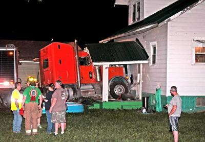 Semi truck crashes into home