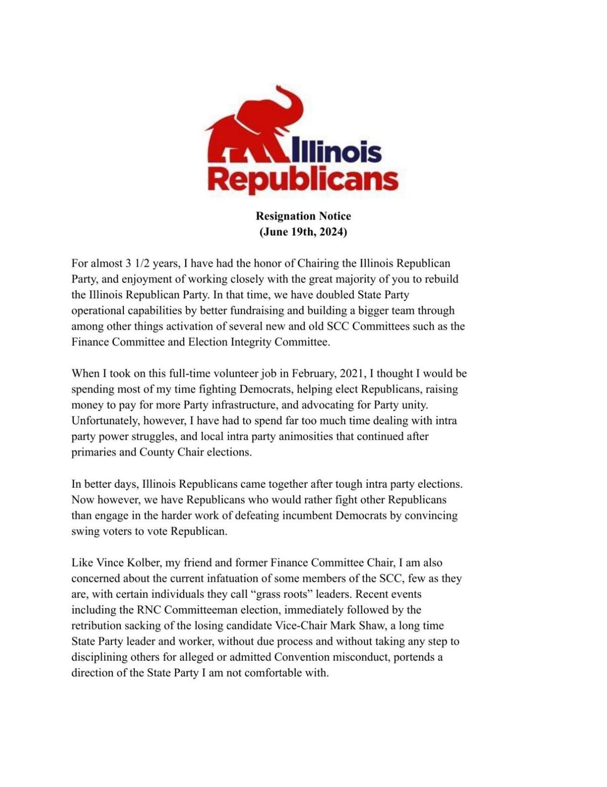 Don Tracy Resignation