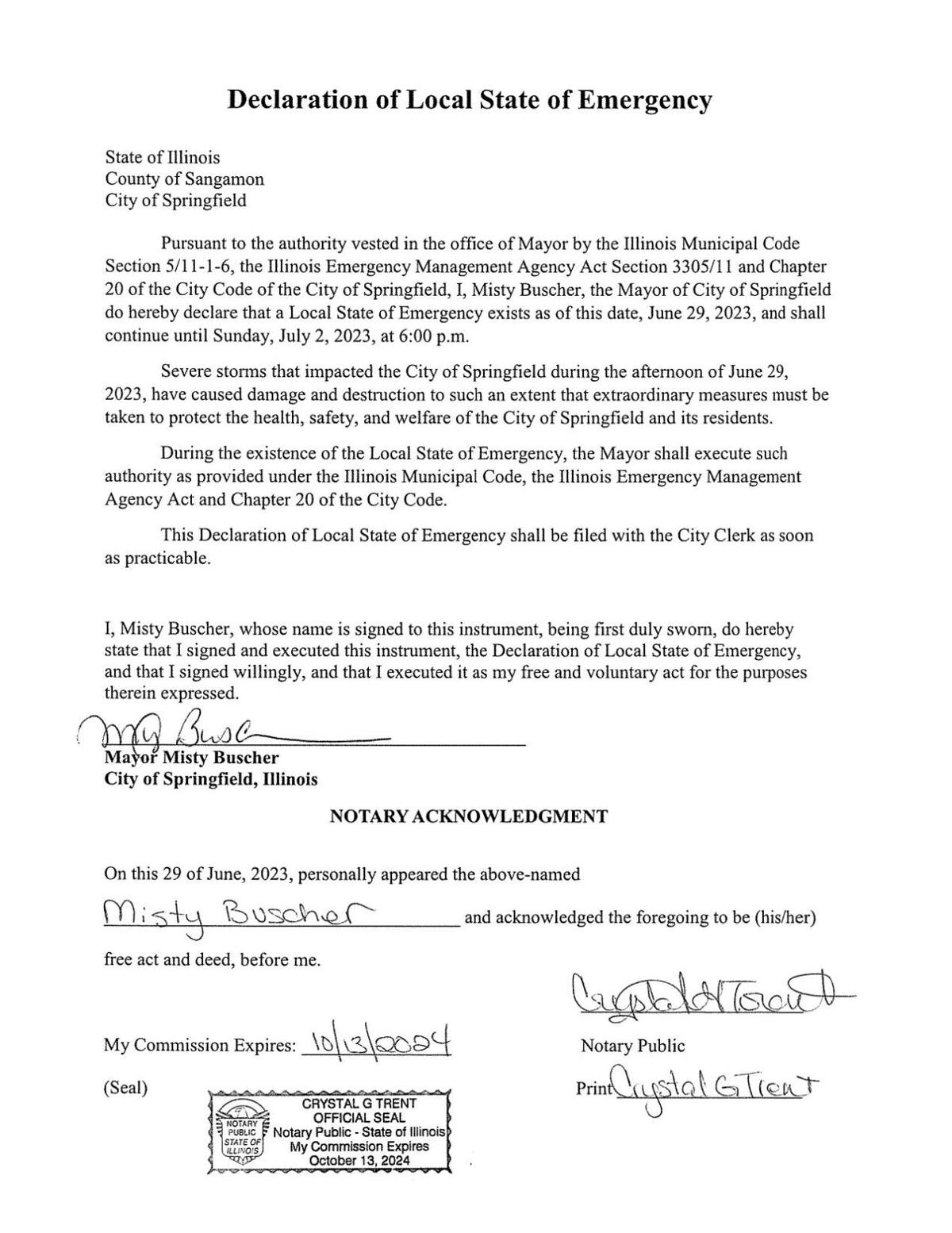 Springfield Mayor extends local State of Emergency | Top Stories