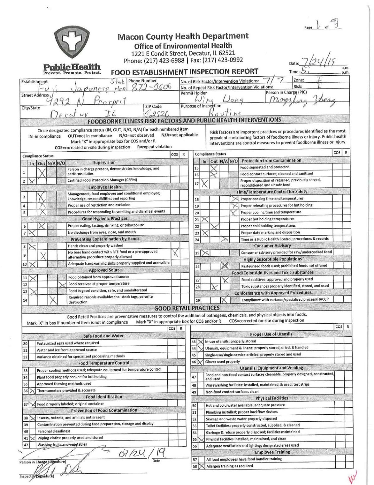 7/24 Fuji inspection report
