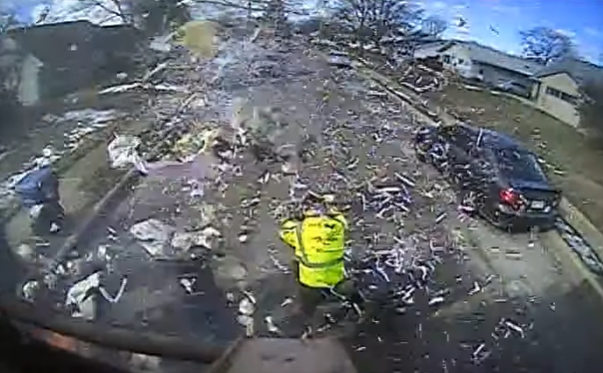 Trash explosion caught on camera
