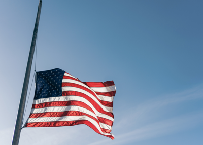 Flag at half staff (C)