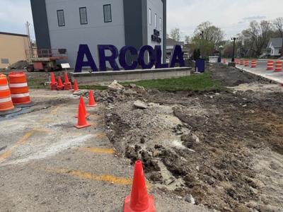 Sidewalk replacement work in downtown Arcola