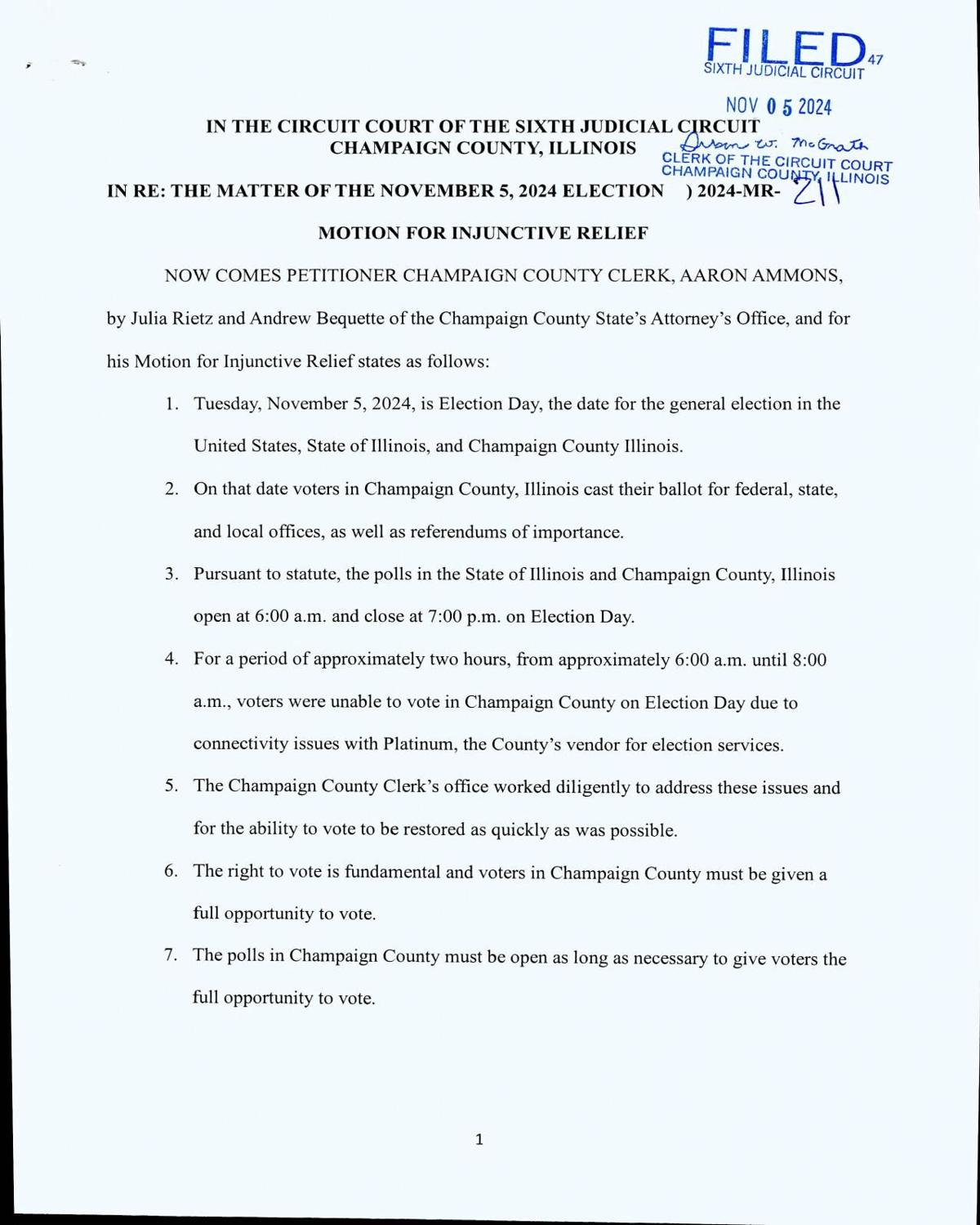 Motion for Injunctive Relief