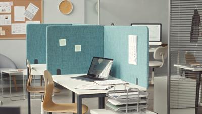 Empty cubicle in office building