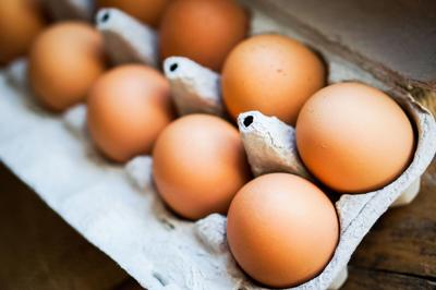 Farm raised brown chicken eggs