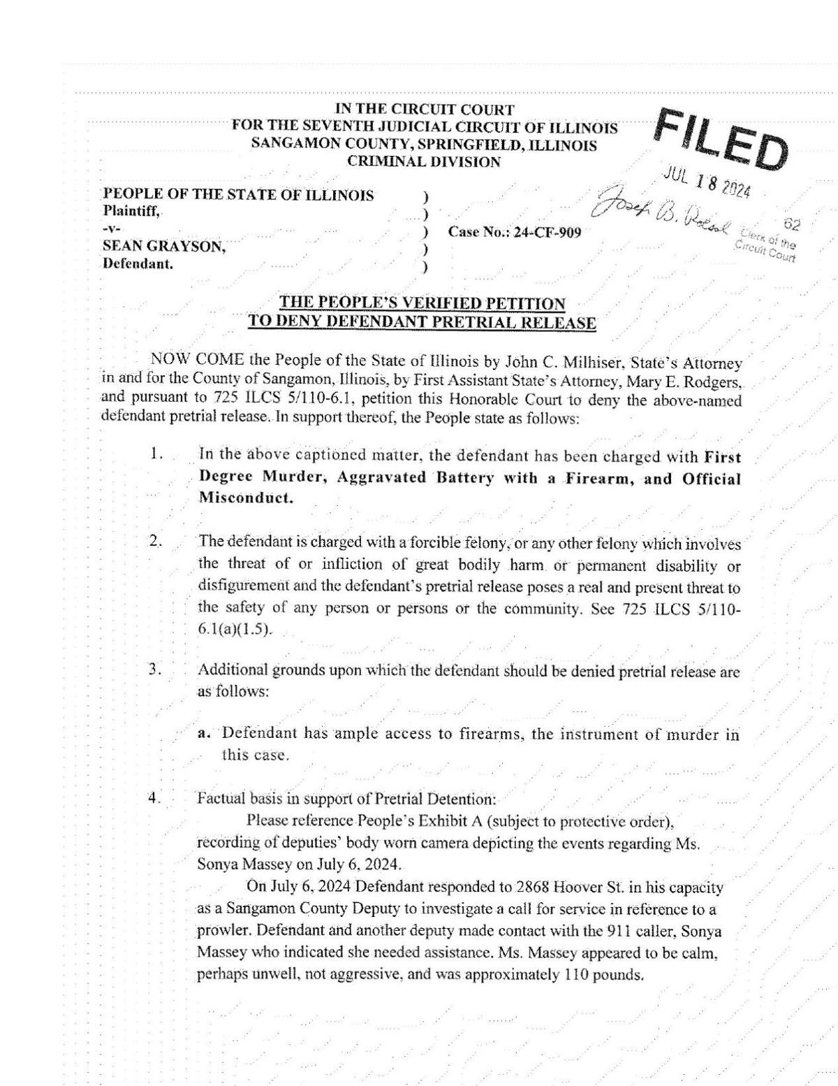 Petition to Deny Pretrial Release to Sean Grayson