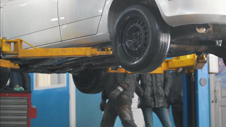 Car in auto shop