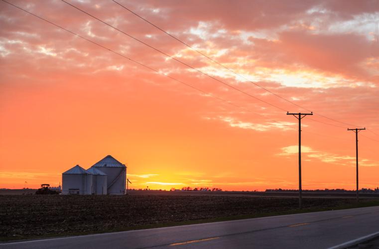 Sunset over farmland in Central Illinois