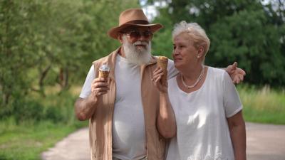 Older couple, walking, love, marriage