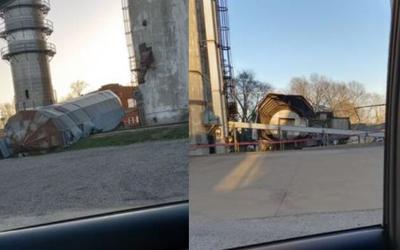 Grain elevator blown over