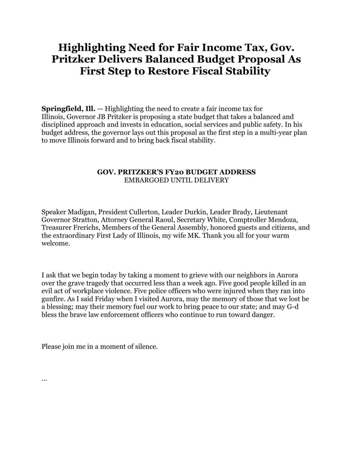 Gov. Pritzker budget address